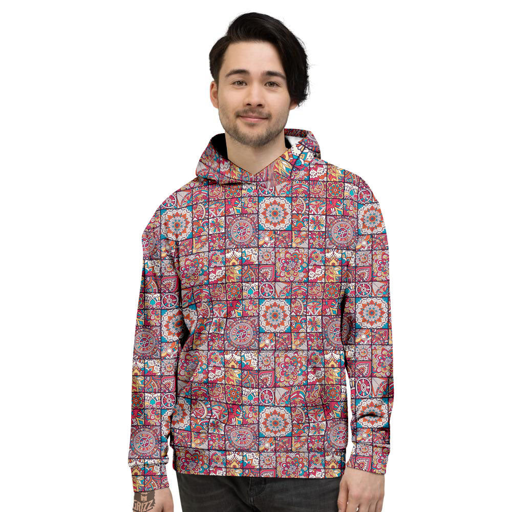 Patchwork Bohemian Print Pattern Men's Hoodie-grizzshop