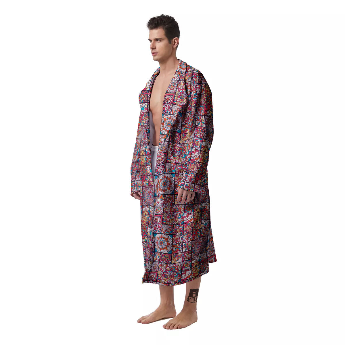 Patchwork Bohemian Print Pattern Men's Robe-grizzshop