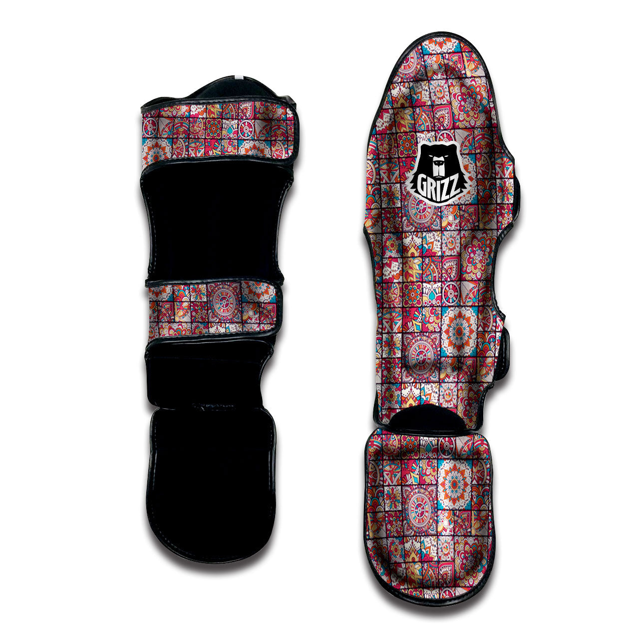 Patchwork Bohemian Print Pattern Muay Thai Shin Guards-grizzshop