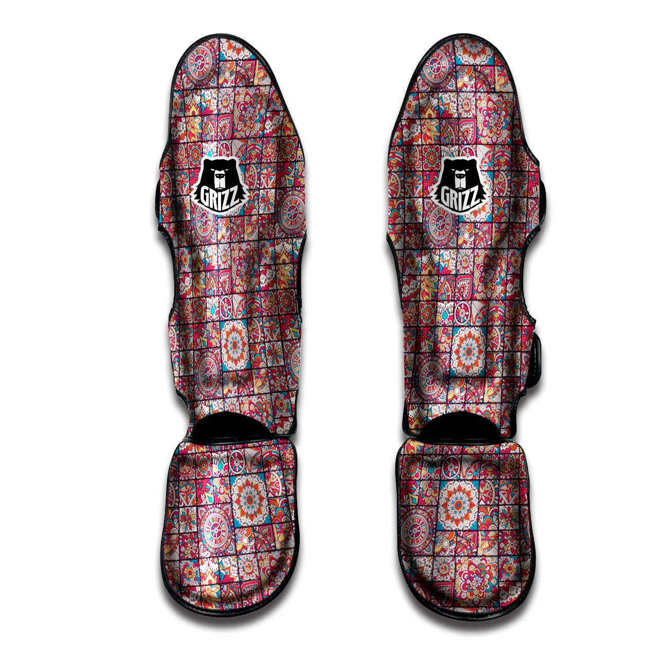 Patchwork Bohemian Print Pattern Muay Thai Shin Guards-grizzshop