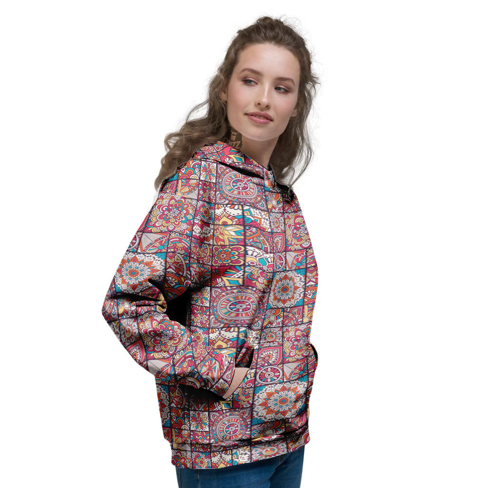 Patchwork Bohemian Print Pattern Women's Hoodie-grizzshop