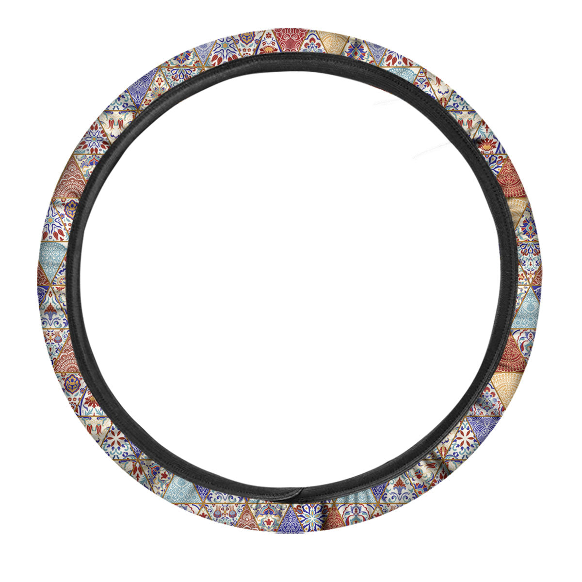 Patchwork Boho Mandala Print Pattern Car Steering Wheel Cover-grizzshop