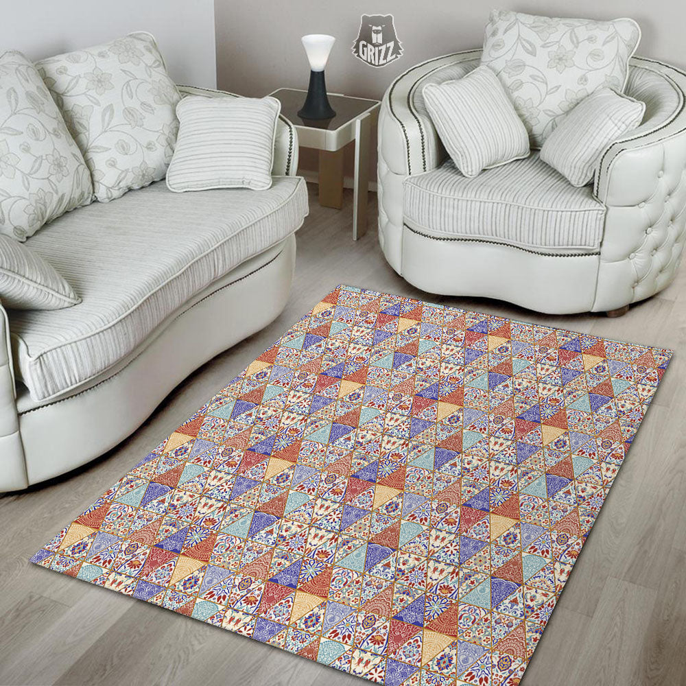Patchwork Boho Mandala Print Pattern Floor Mat-grizzshop