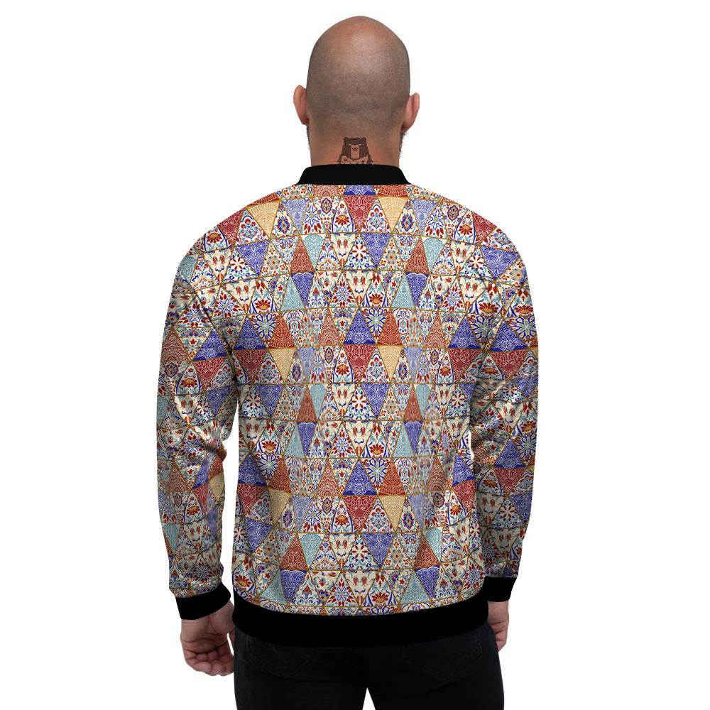 Patchwork Boho Mandala Print Pattern Men's Bomber Jacket-grizzshop