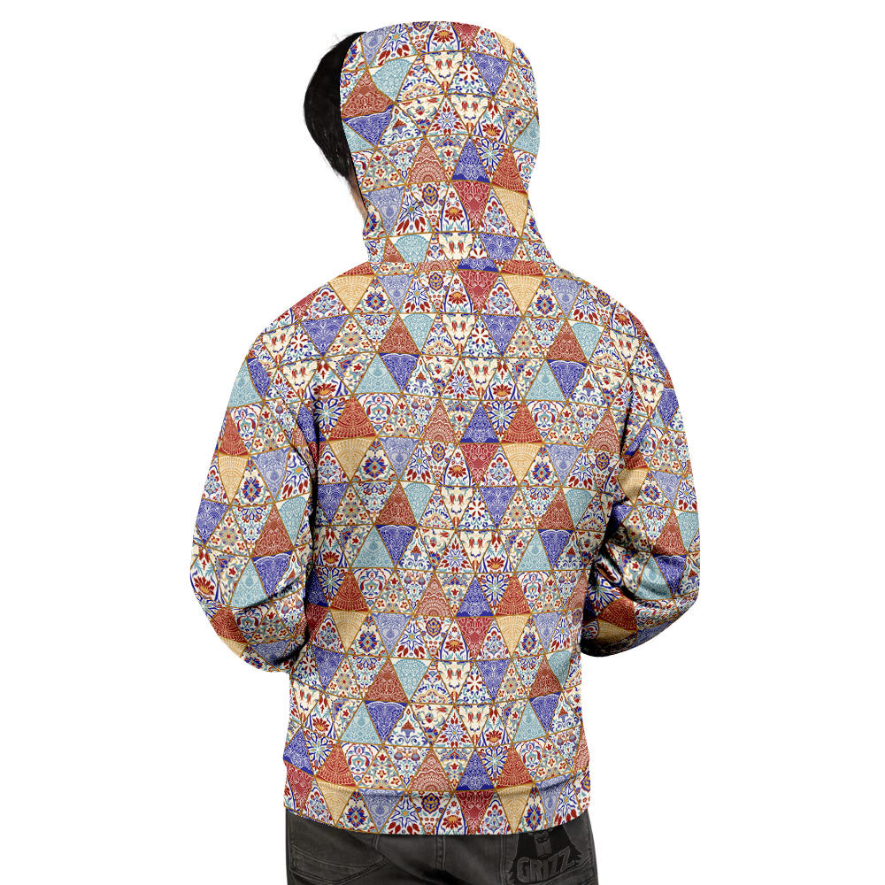 Patchwork Boho Mandala Print Pattern Men's Hoodie-grizzshop