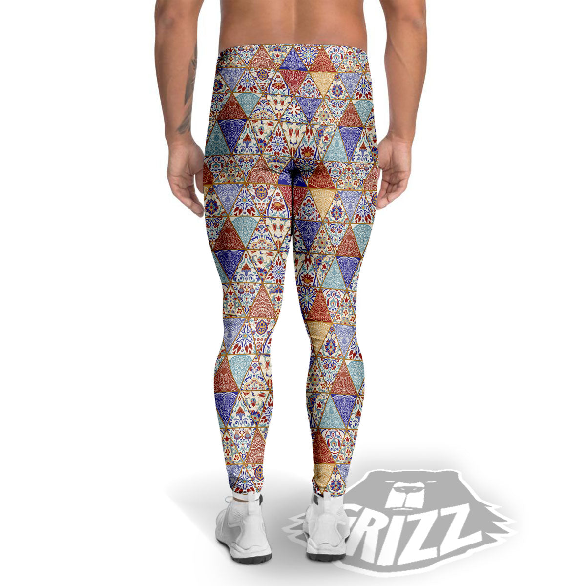 Patchwork Boho Mandala Print Pattern Men's Leggings-grizzshop