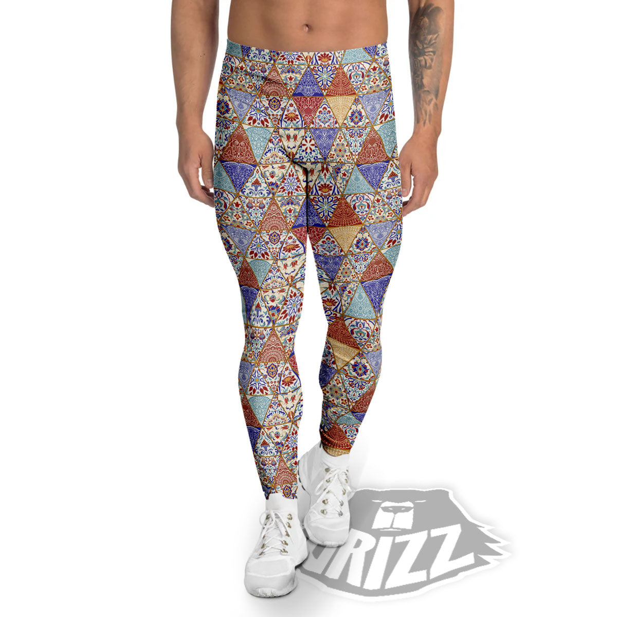 Patchwork Boho Mandala Print Pattern Men's Leggings-grizzshop