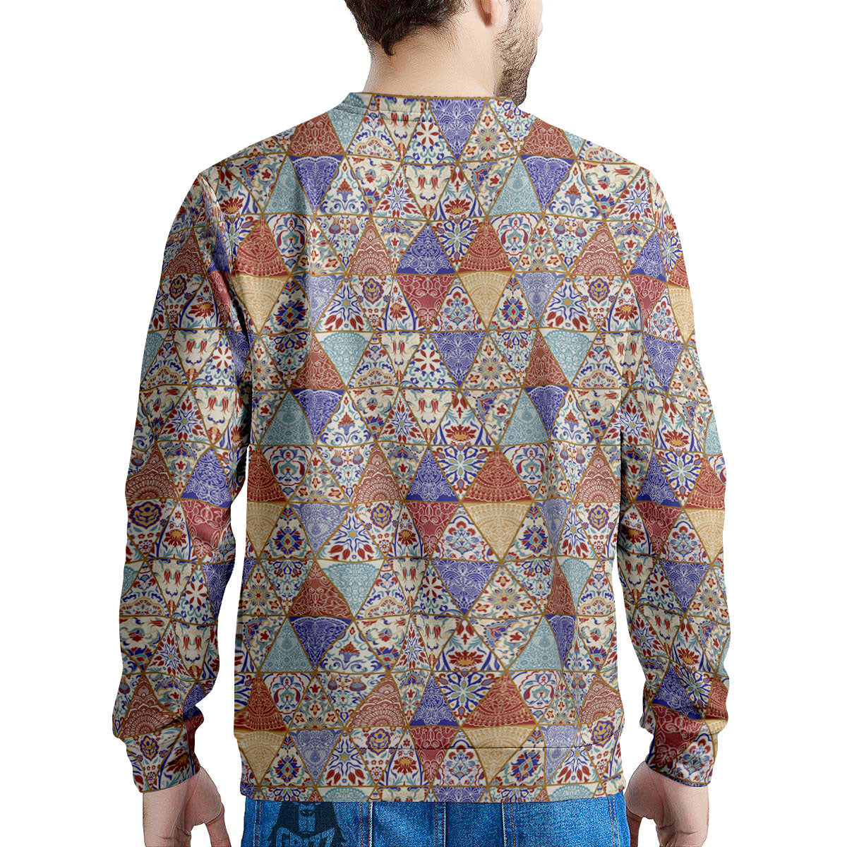 Patchwork Boho Mandala Print Pattern Men's Sweatshirt-grizzshop
