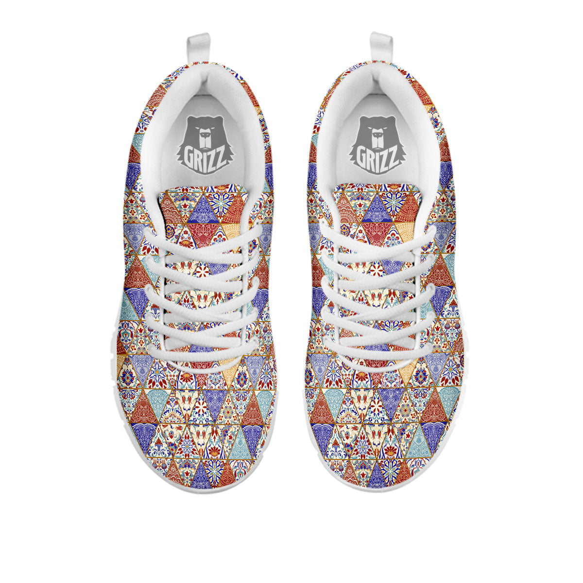 Patchwork Boho Mandala Print Pattern White Sneaker-grizzshop