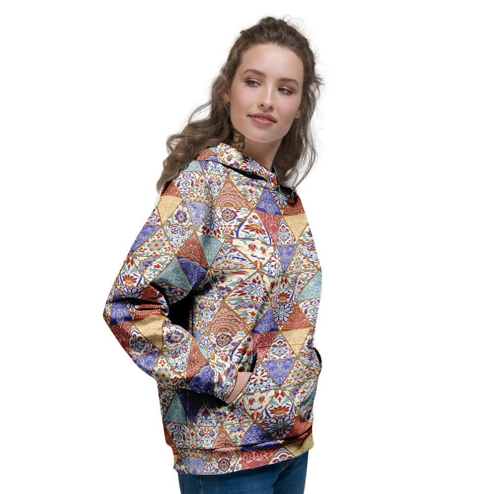 Patchwork Boho Mandala Print Pattern Women's Hoodie-grizzshop