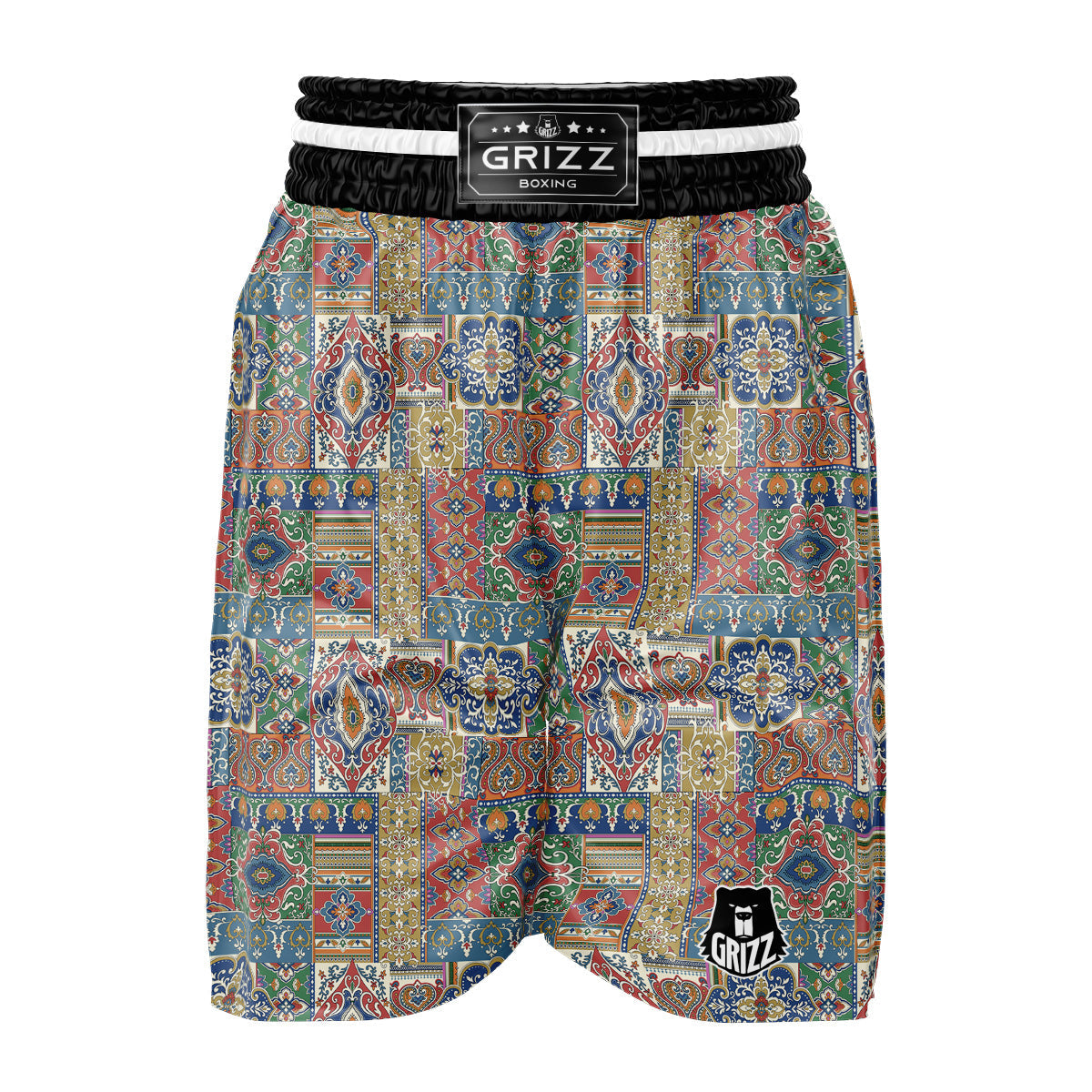 Patchwork Damask Vintage Print Pattern Boxing Shorts-grizzshop