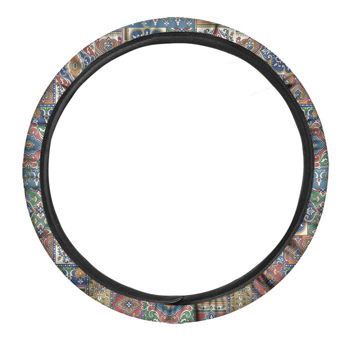 Patchwork Damask Vintage Print Pattern Car Steering Wheel Cover-grizzshop