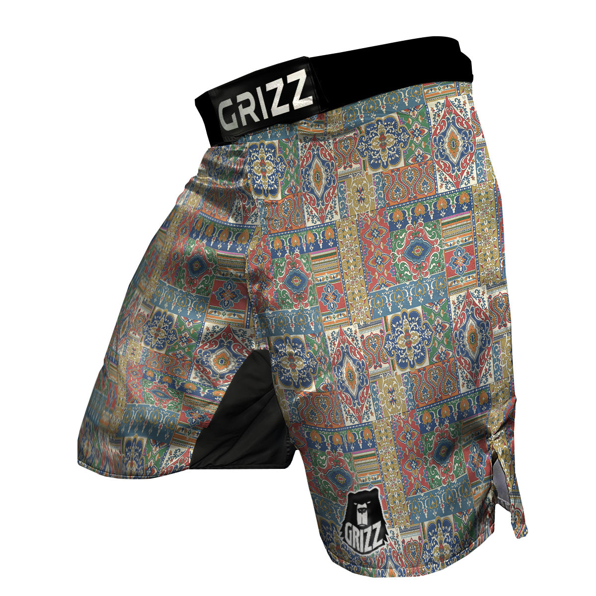 Patchwork Damask Vintage Print Pattern MMA Shorts-grizzshop