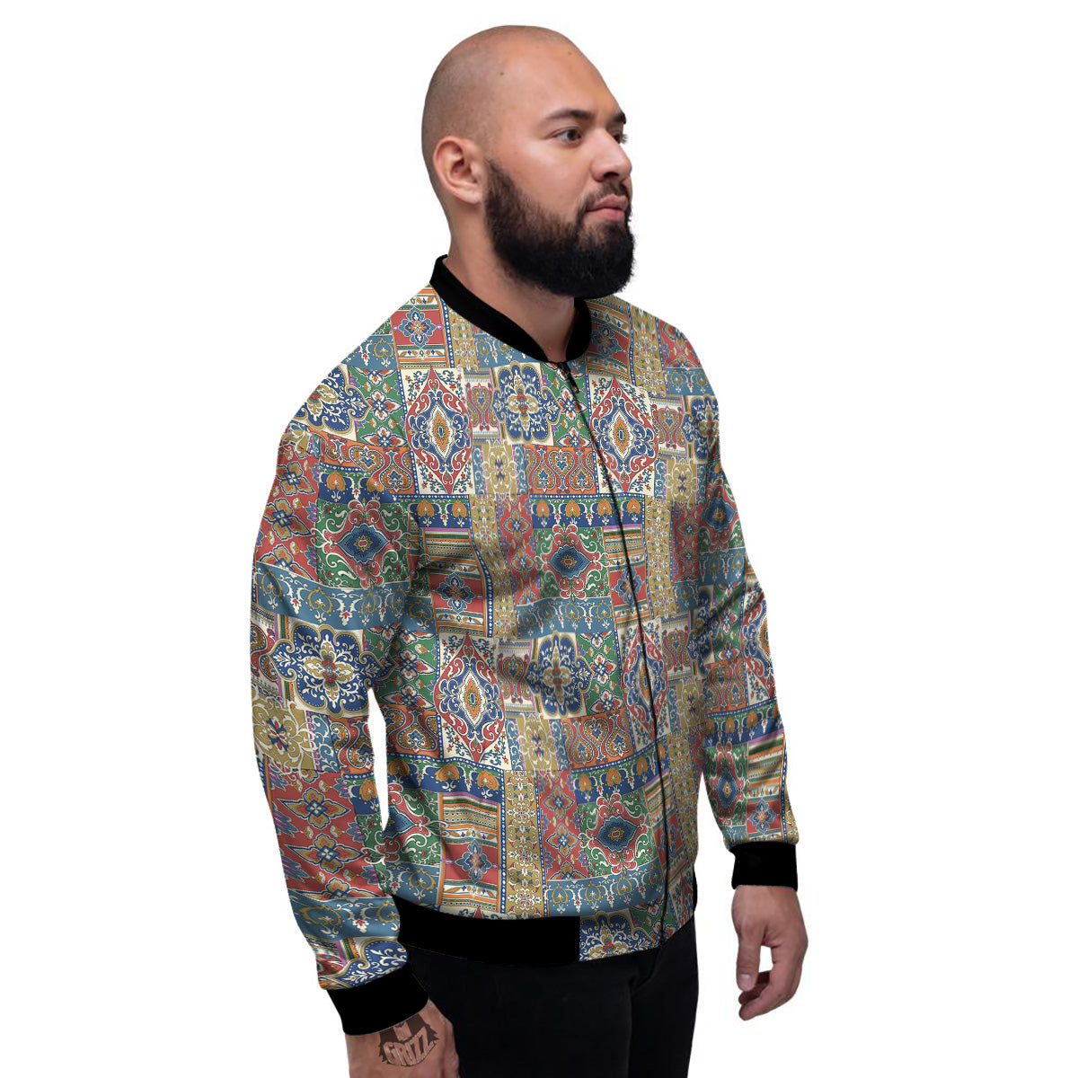 Patchwork Damask Vintage Print Pattern Men's Bomber Jacket-grizzshop