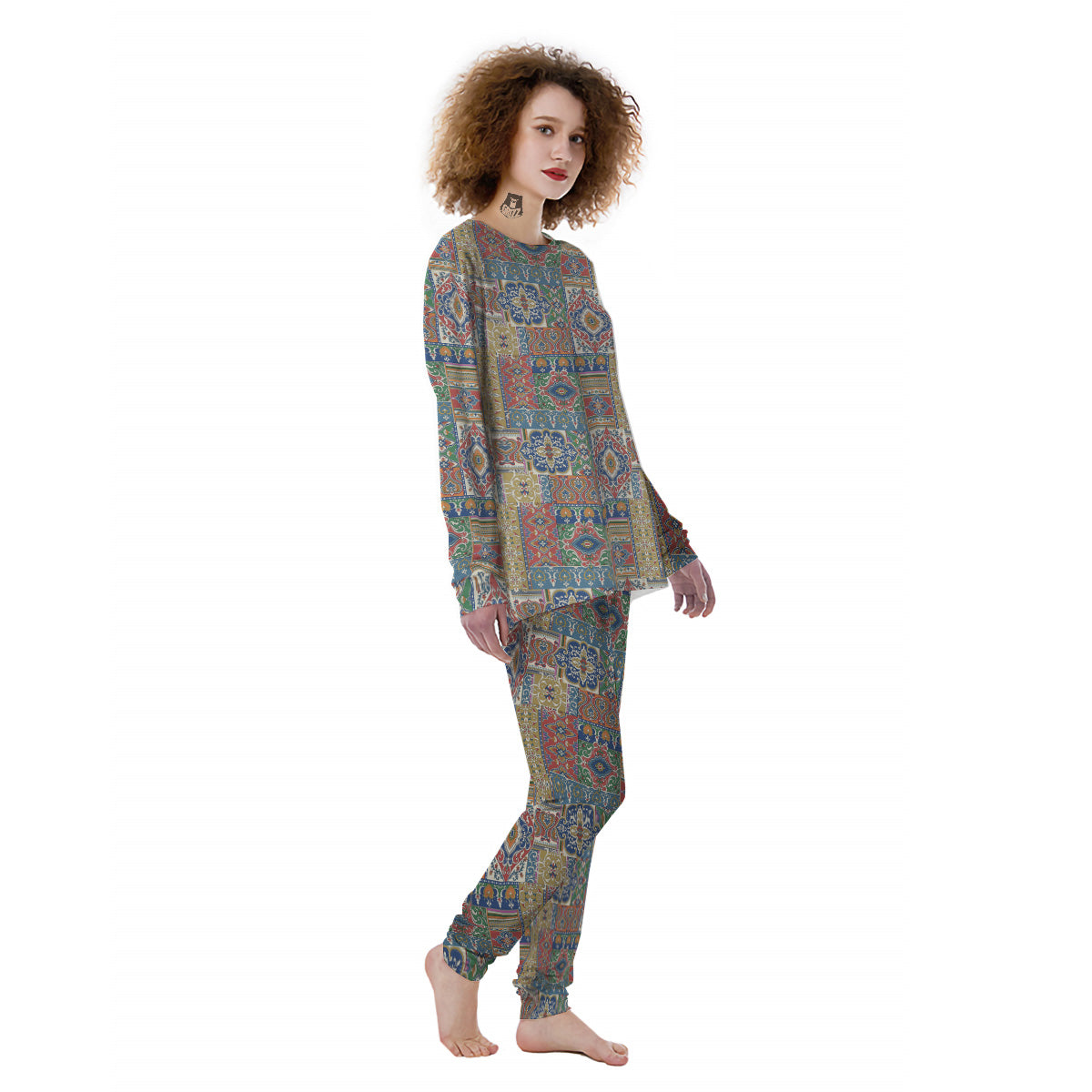 Patchwork Damask Vintage Print Pattern Women's Pajamas-grizzshop