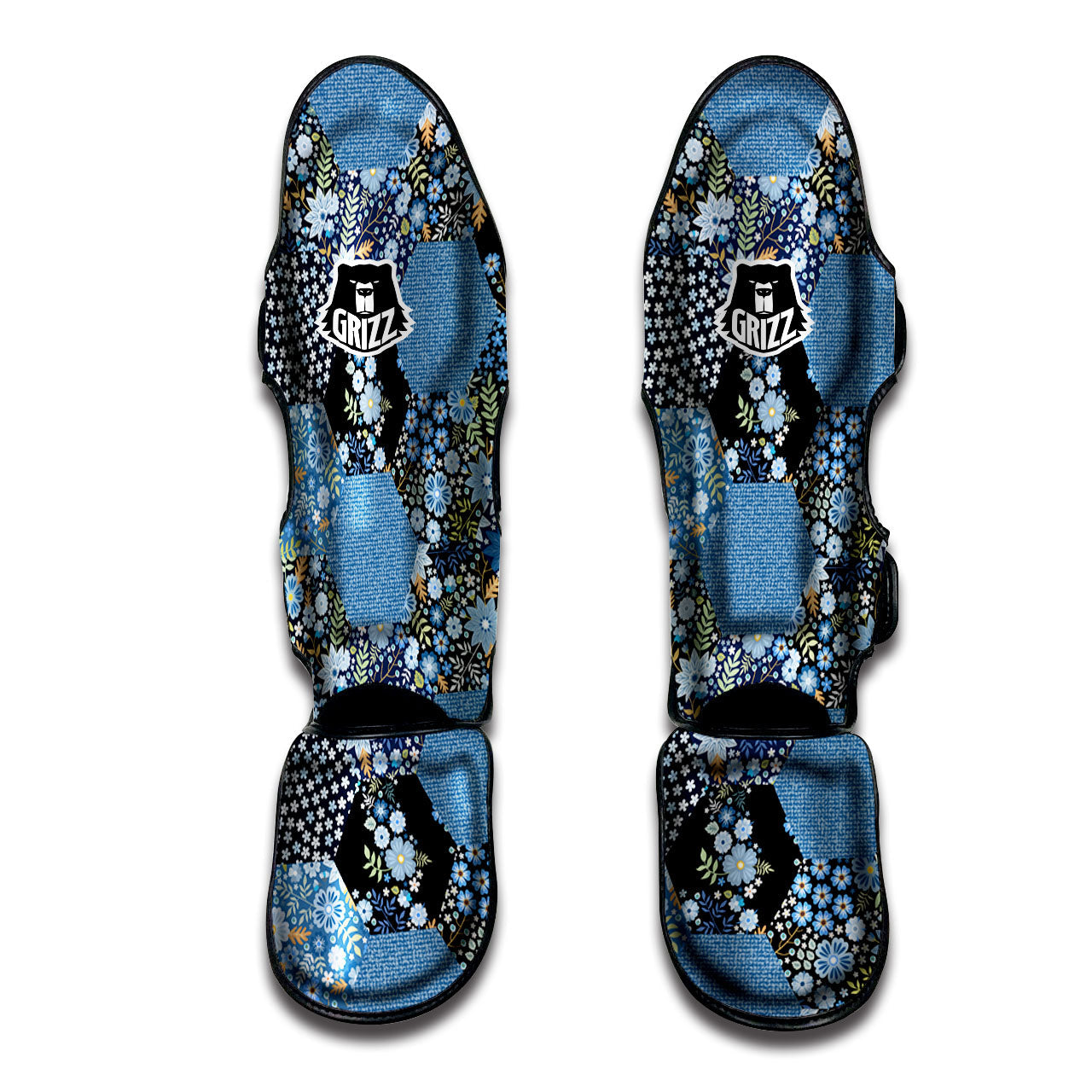 Patchwork Ethnic Floral Print Pattern Muay Thai Shin Guards-grizzshop
