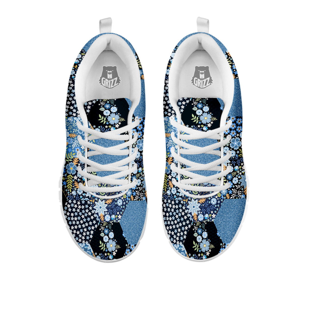 Patchwork Ethnic Floral Print Pattern White Sneaker-grizzshop
