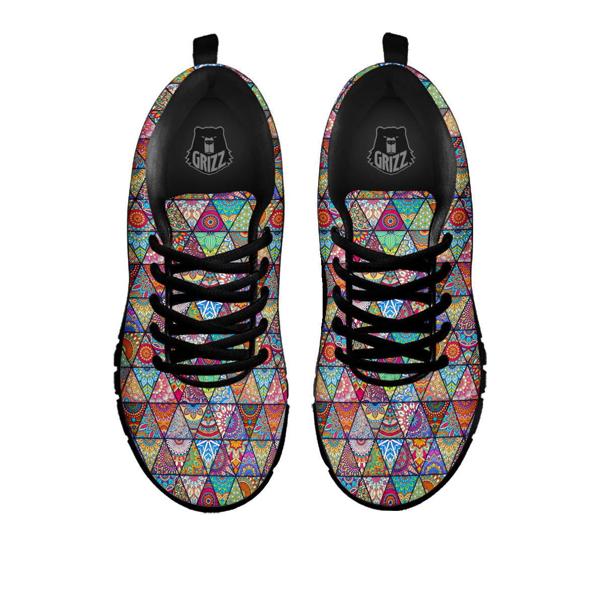 Patchwork Ethnic Mandala Print Pattern Black Sneaker-grizzshop