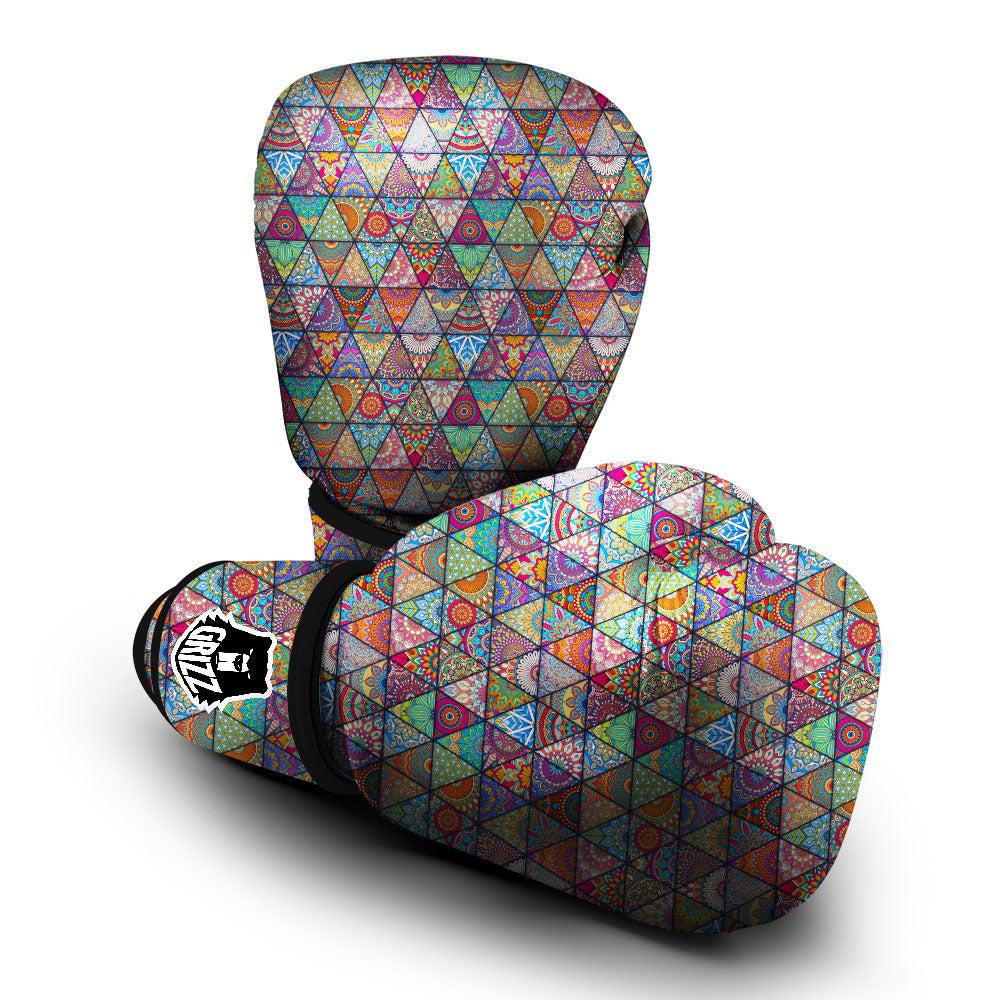 Patchwork Ethnic Mandala Print Pattern Boxing Gloves-grizzshop
