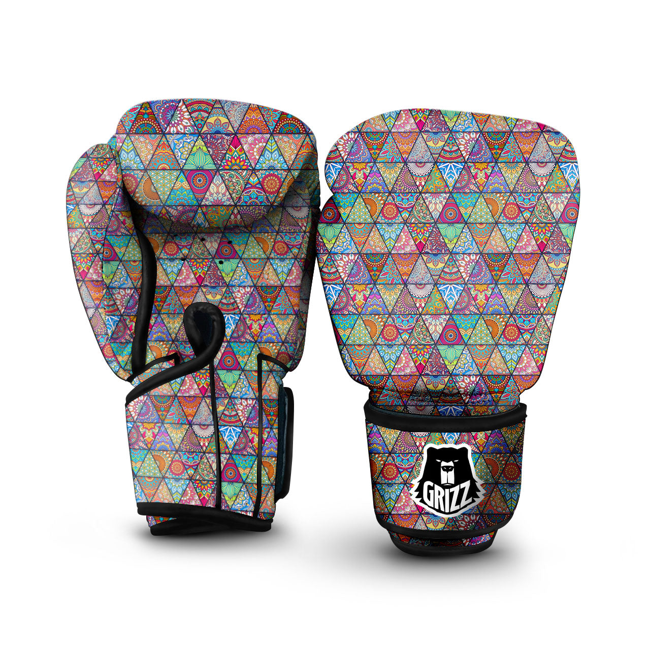 Patchwork Ethnic Mandala Print Pattern Boxing Gloves-grizzshop