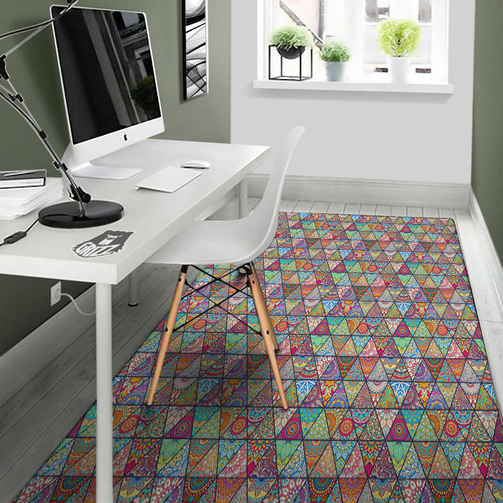 Patchwork Ethnic Mandala Print Pattern Floor Mat-grizzshop