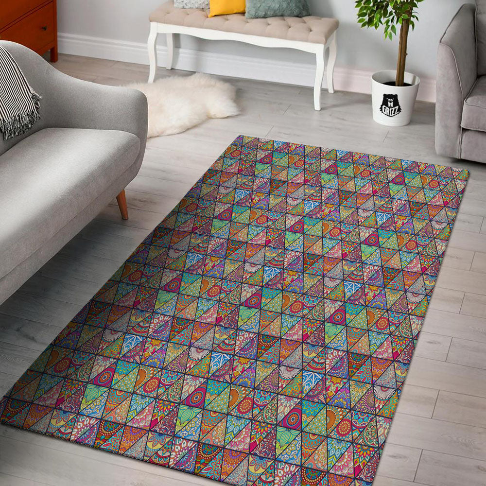 Patchwork Ethnic Mandala Print Pattern Floor Mat-grizzshop