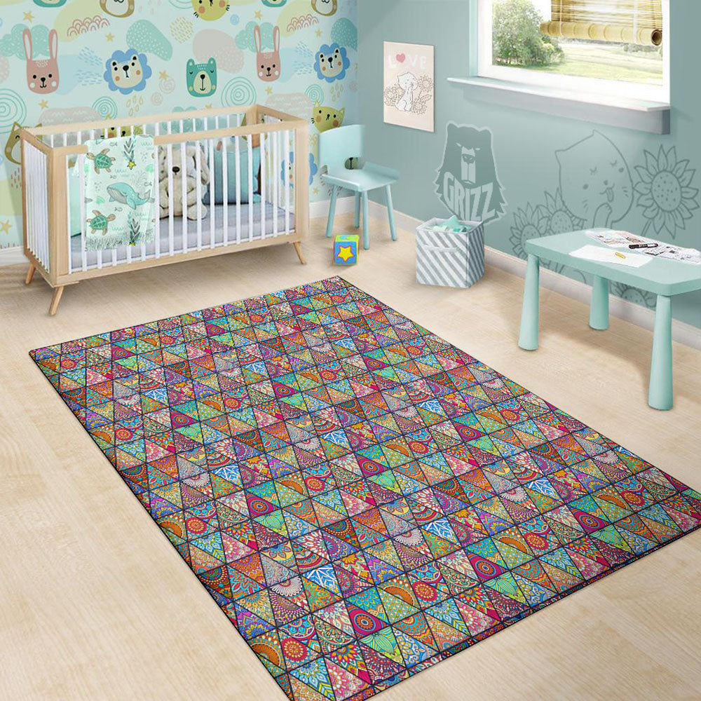 Patchwork Ethnic Mandala Print Pattern Floor Mat-grizzshop