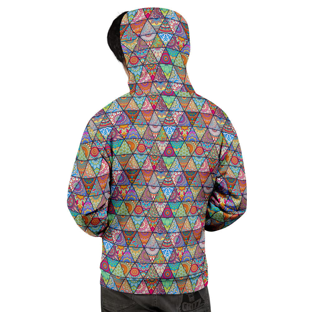 Patchwork Ethnic Mandala Print Pattern Men's Hoodie-grizzshop