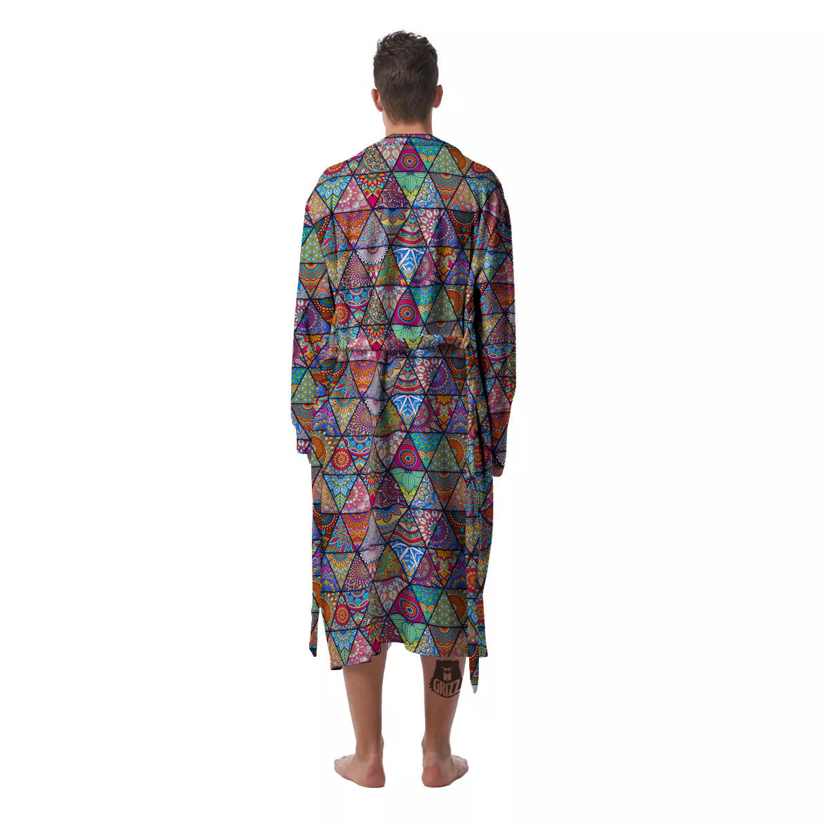 Patchwork Ethnic Mandala Print Pattern Men's Robe-grizzshop