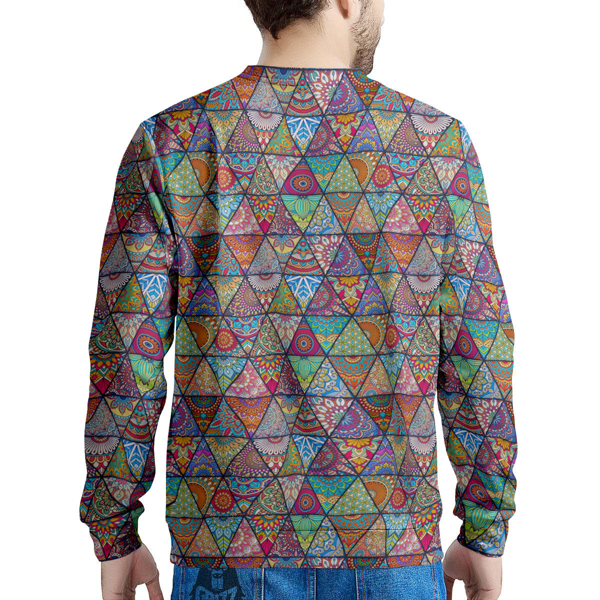 Patchwork Ethnic Mandala Print Pattern Men's Sweatshirt-grizzshop