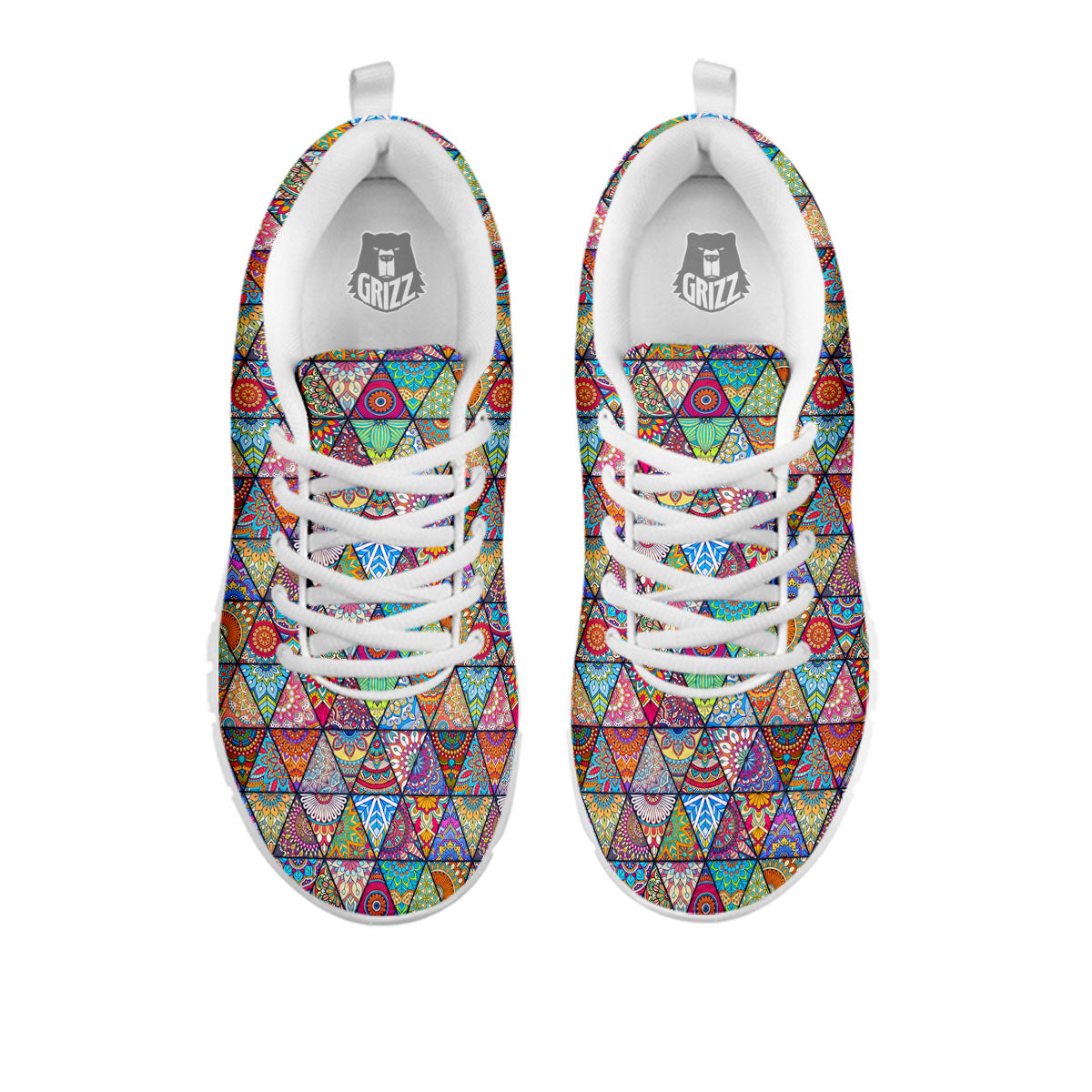Patchwork Ethnic Mandala Print Pattern White Sneaker-grizzshop