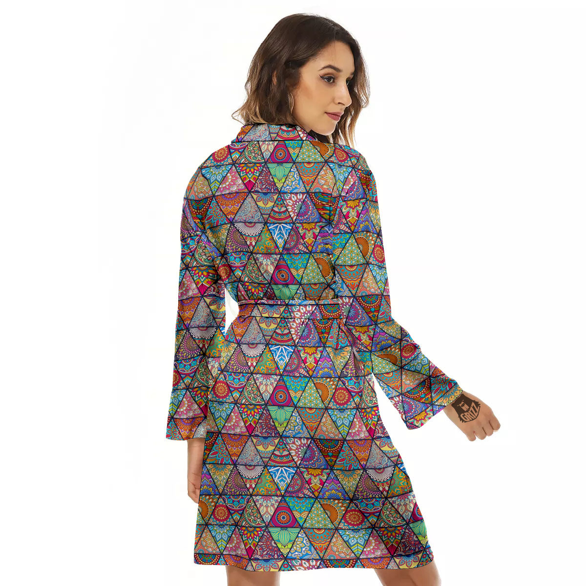 Patchwork Ethnic Mandala Print Pattern Women's Robe-grizzshop