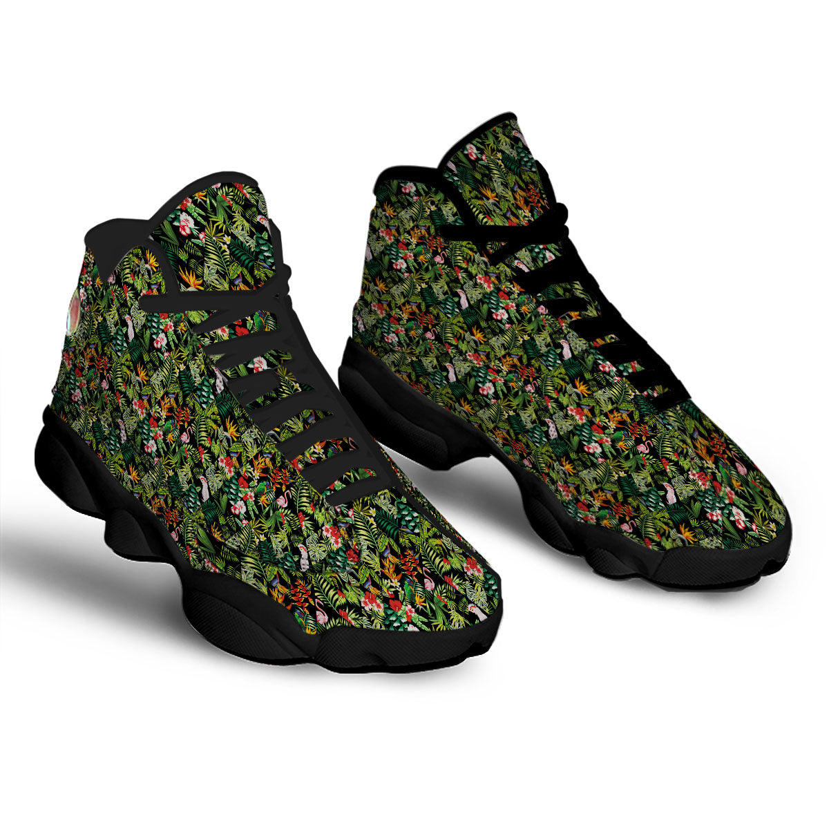 Patchwork Exotic Print Pattern Black Basketball Shoes-grizzshop
