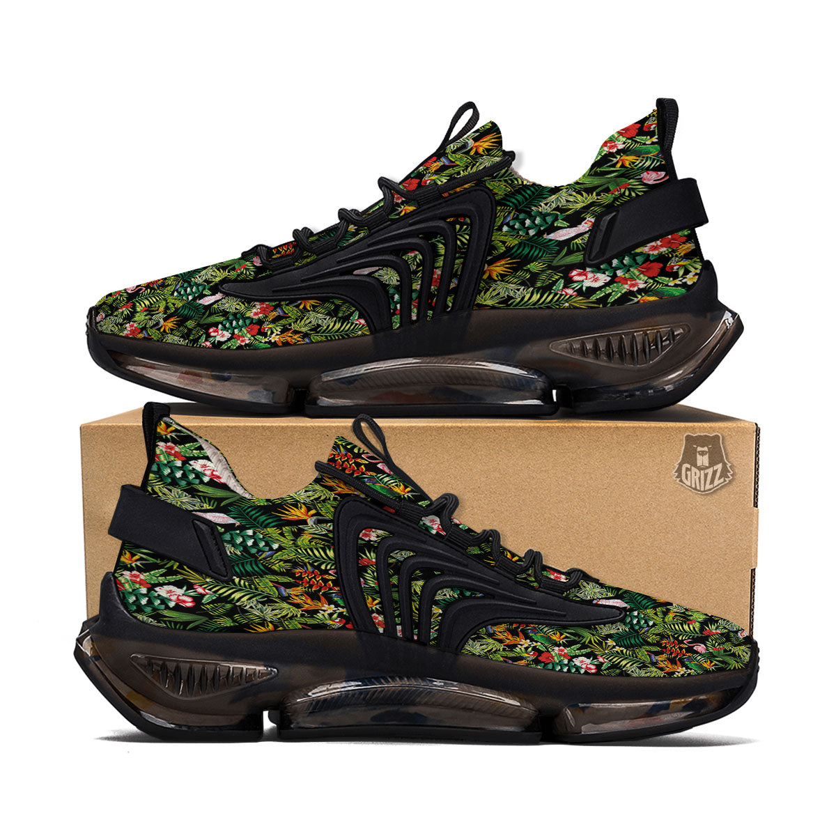 Patchwork Exotic Print Pattern Black Gym Shoes-grizzshop