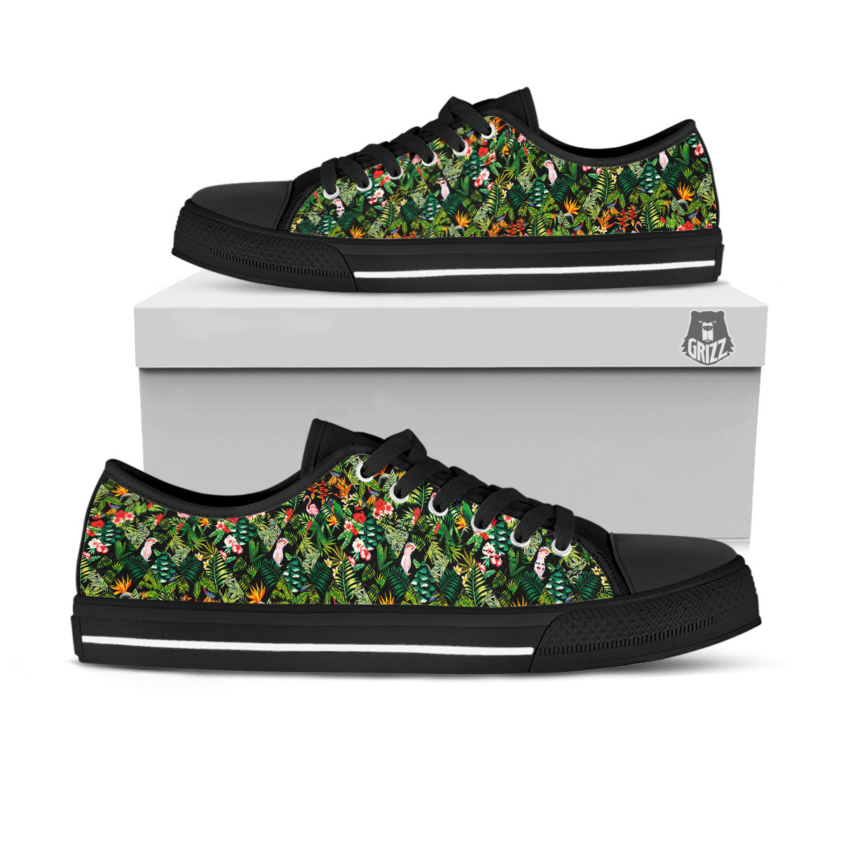 Patchwork Exotic Print Pattern Black Low Top Shoes-grizzshop