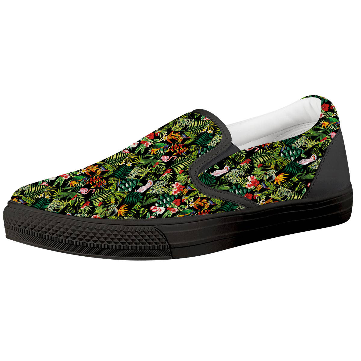 Patchwork Exotic Print Pattern Black Slip On Shoes-grizzshop