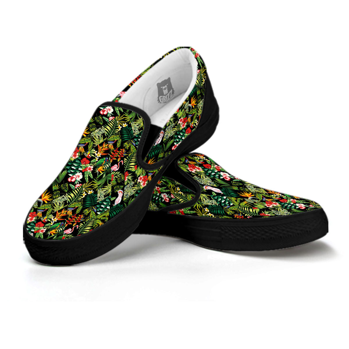 Patchwork Exotic Print Pattern Black Slip On Shoes-grizzshop