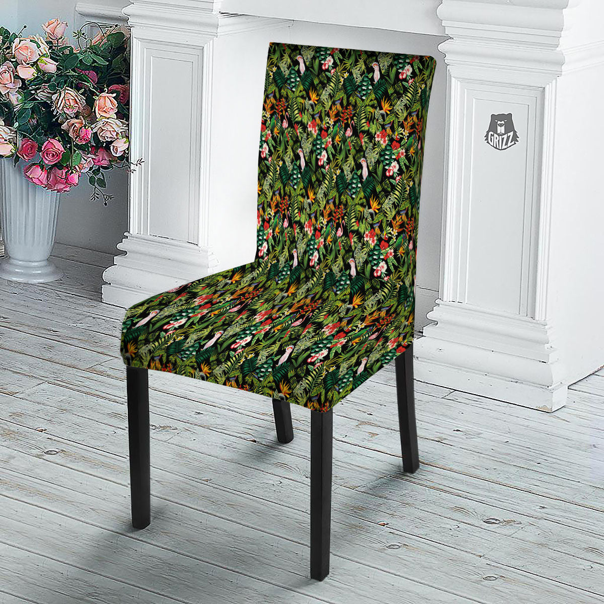Patchwork Exotic Print Pattern Dining Chair Slipcover-grizzshop