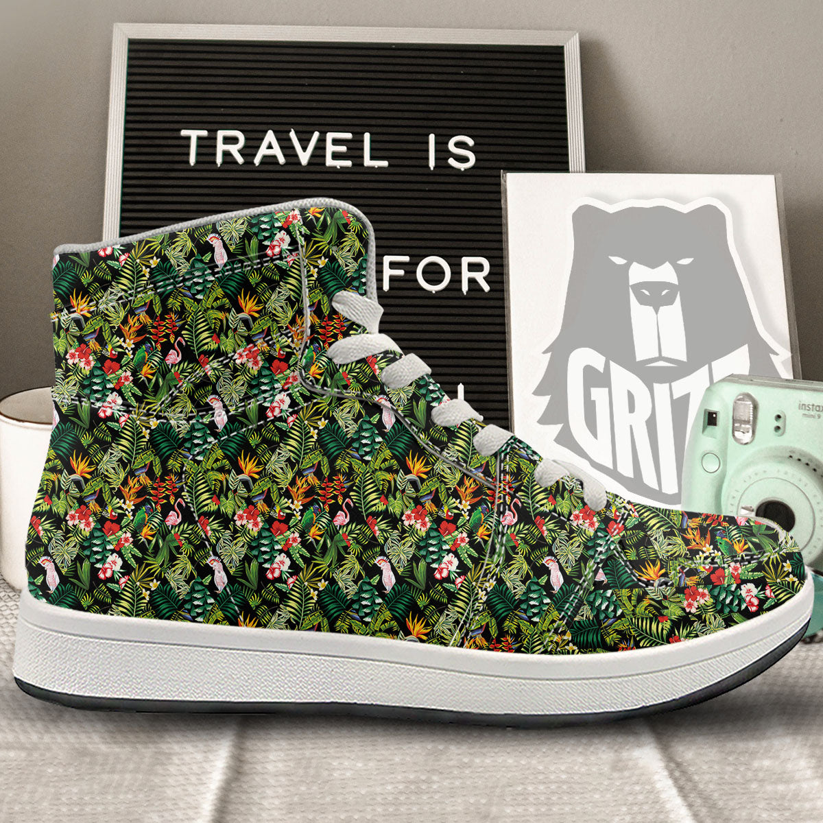 Patchwork Exotic Print Pattern High Top Sneakers-grizzshop