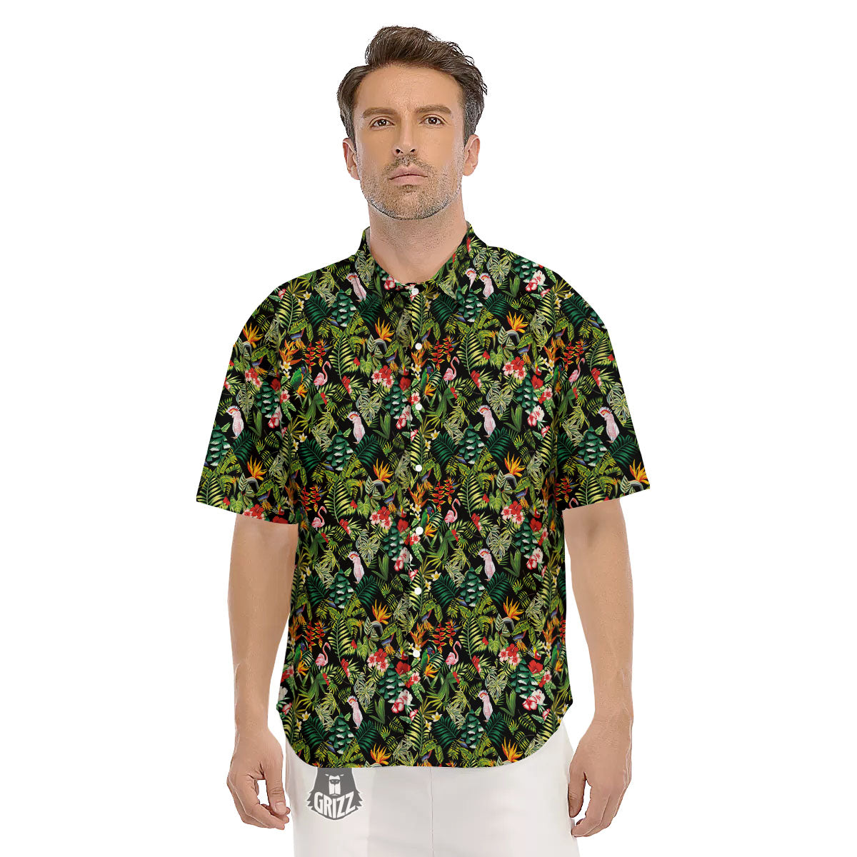 Patchwork Exotic Print Pattern Men's Short Sleeve Shirts-grizzshop