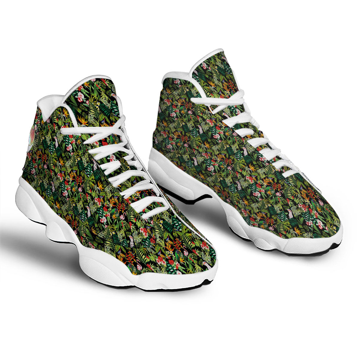 Patchwork Exotic Print Pattern White Basketball Shoes-grizzshop