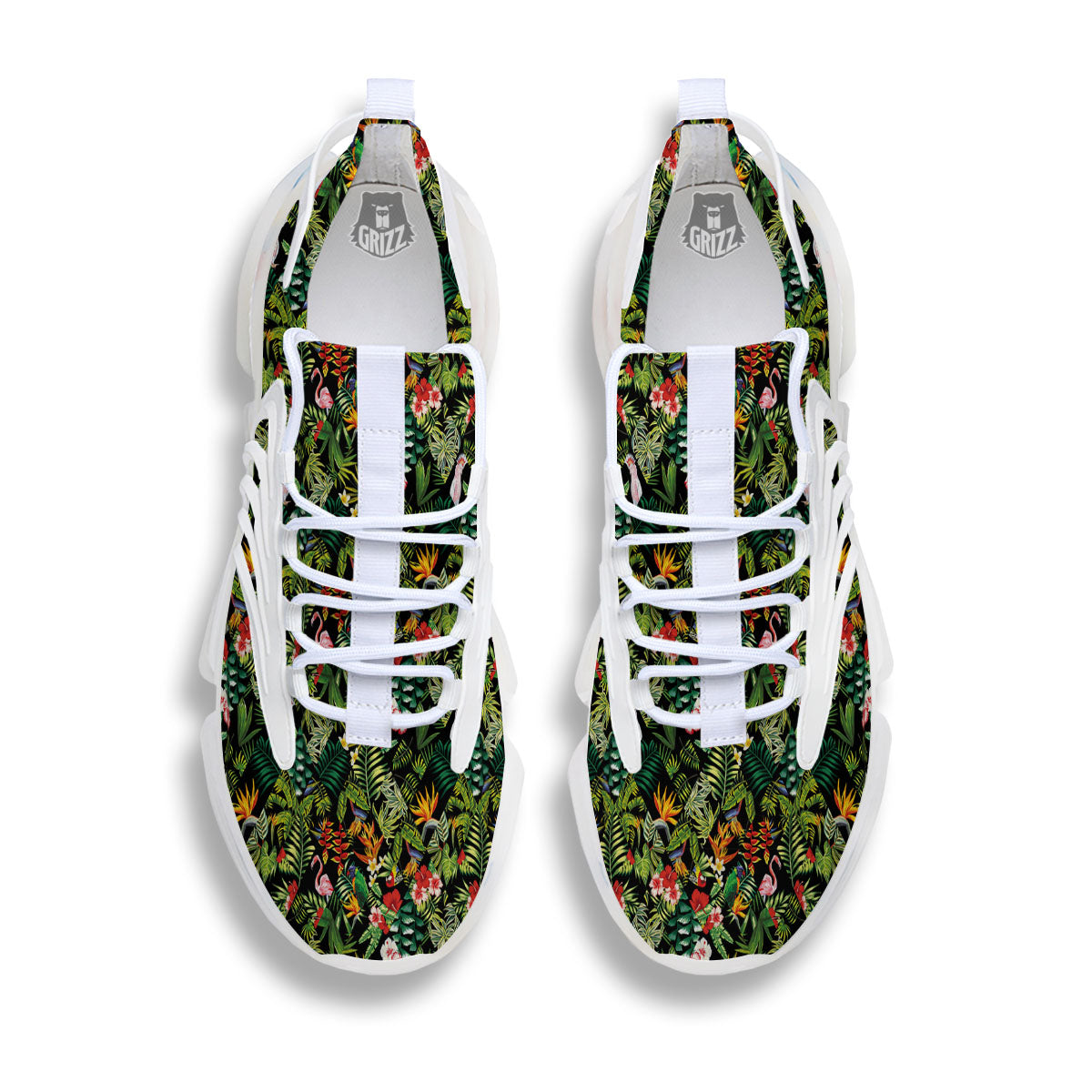 Patchwork Exotic Print Pattern White Gym Shoes-grizzshop