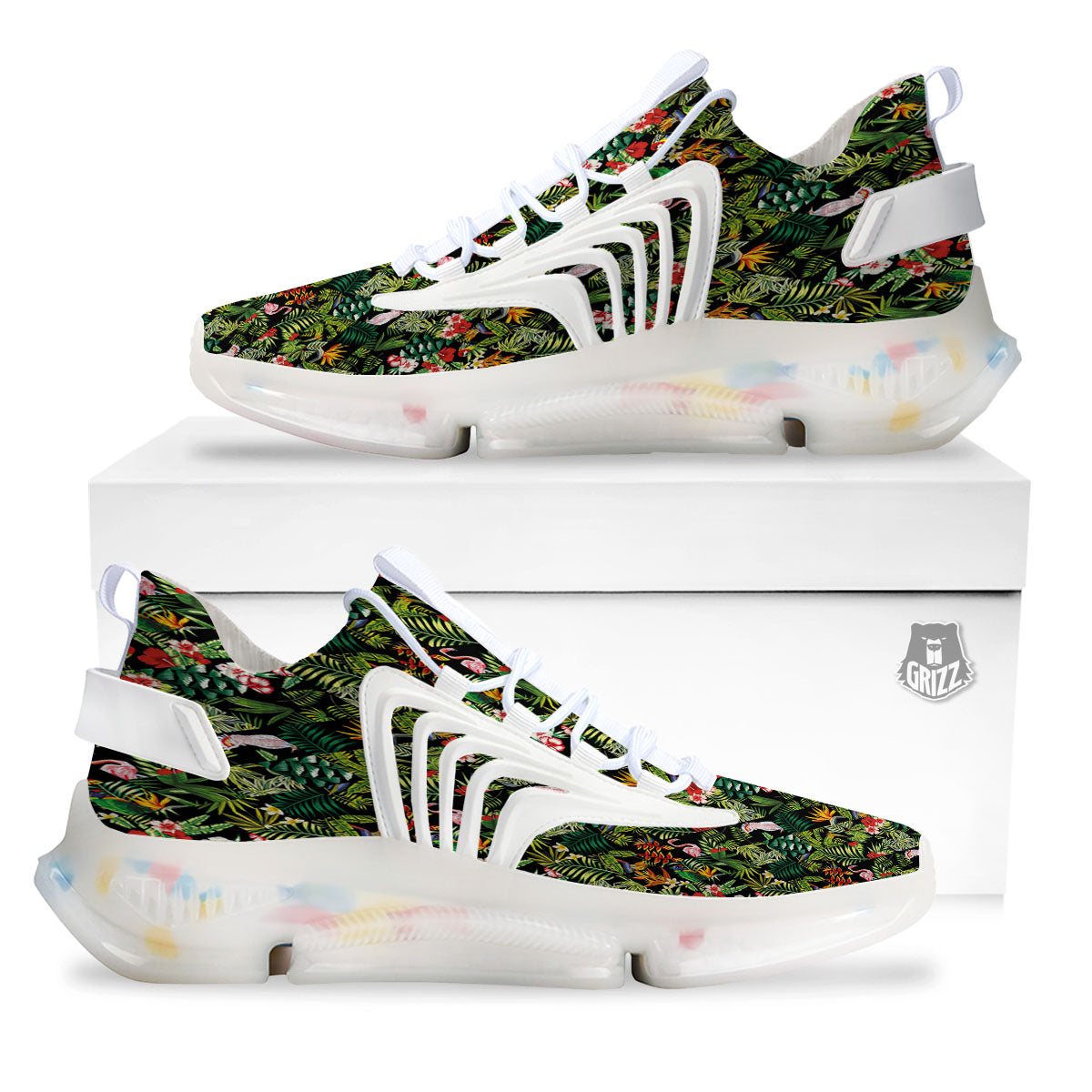 Patchwork Exotic Print Pattern White Gym Shoes-grizzshop