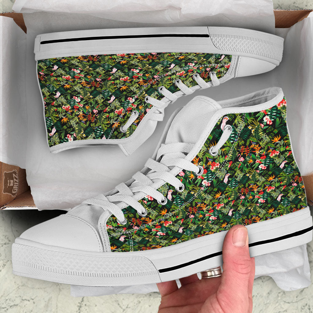 Patchwork Exotic Print Pattern White High Top Shoes-grizzshop
