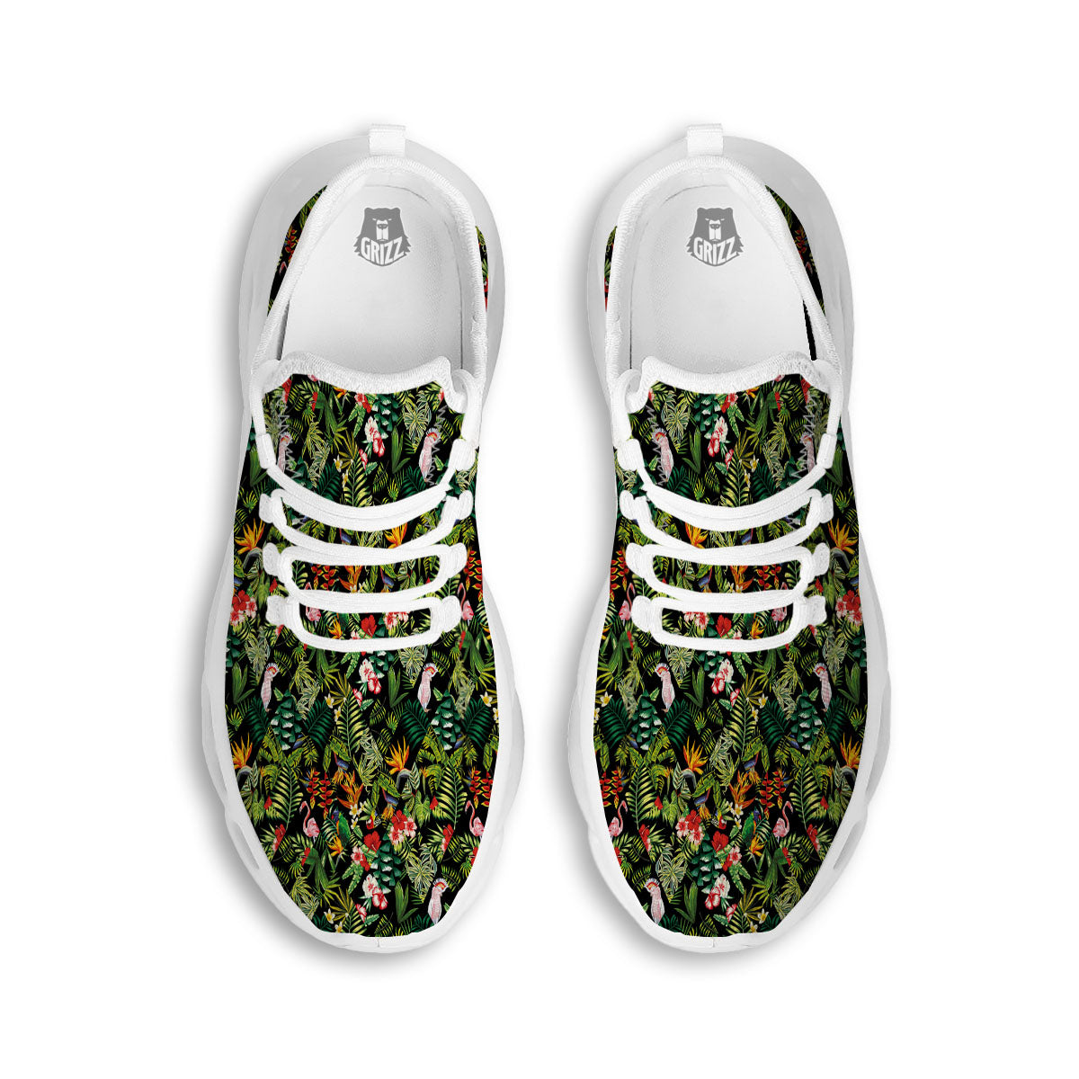 Patchwork Exotic Print Pattern White Running Shoes-grizzshop