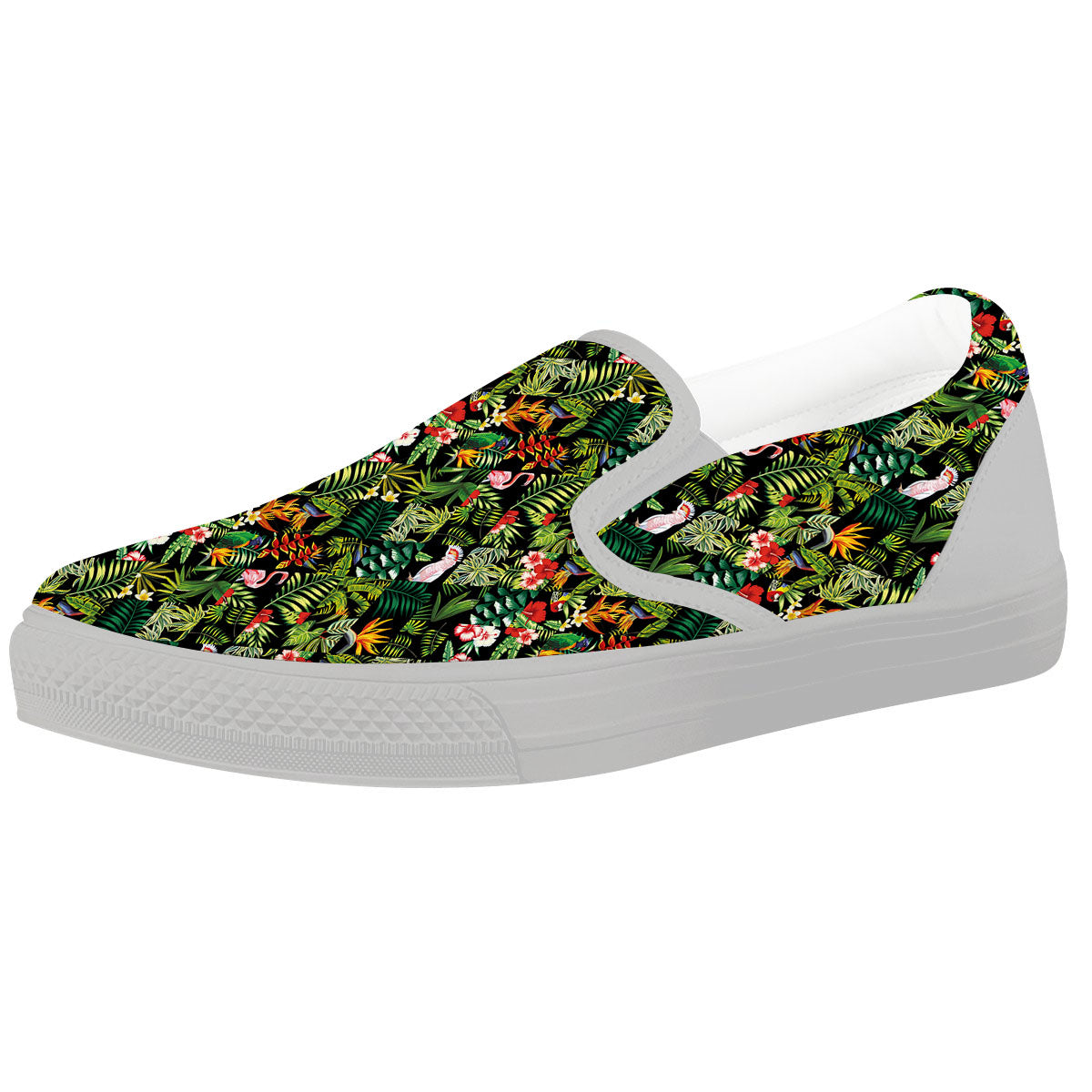 Patchwork Exotic Print Pattern White Slip On Shoes-grizzshop