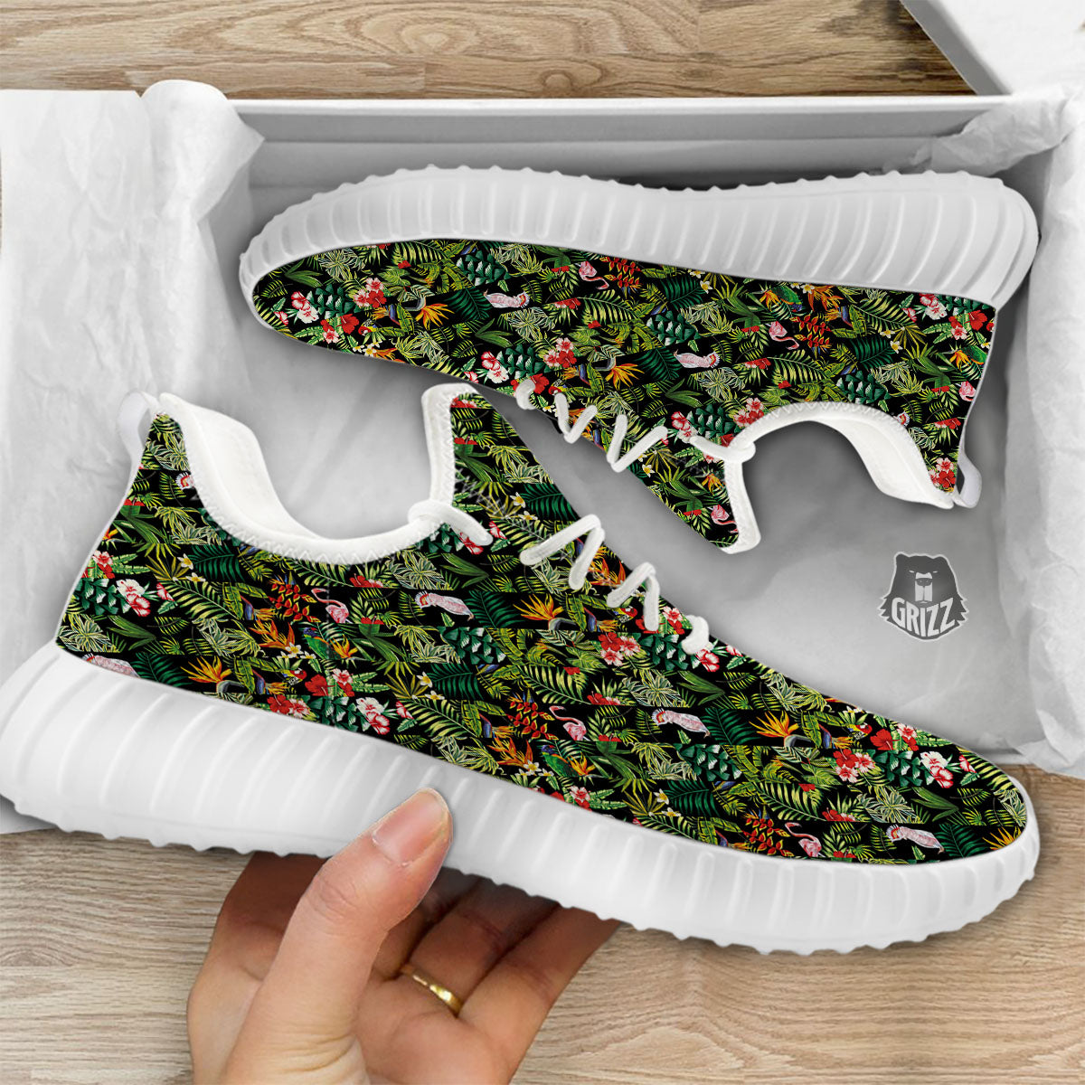 Patchwork Exotic Print Pattern White Walking Shoes-grizzshop