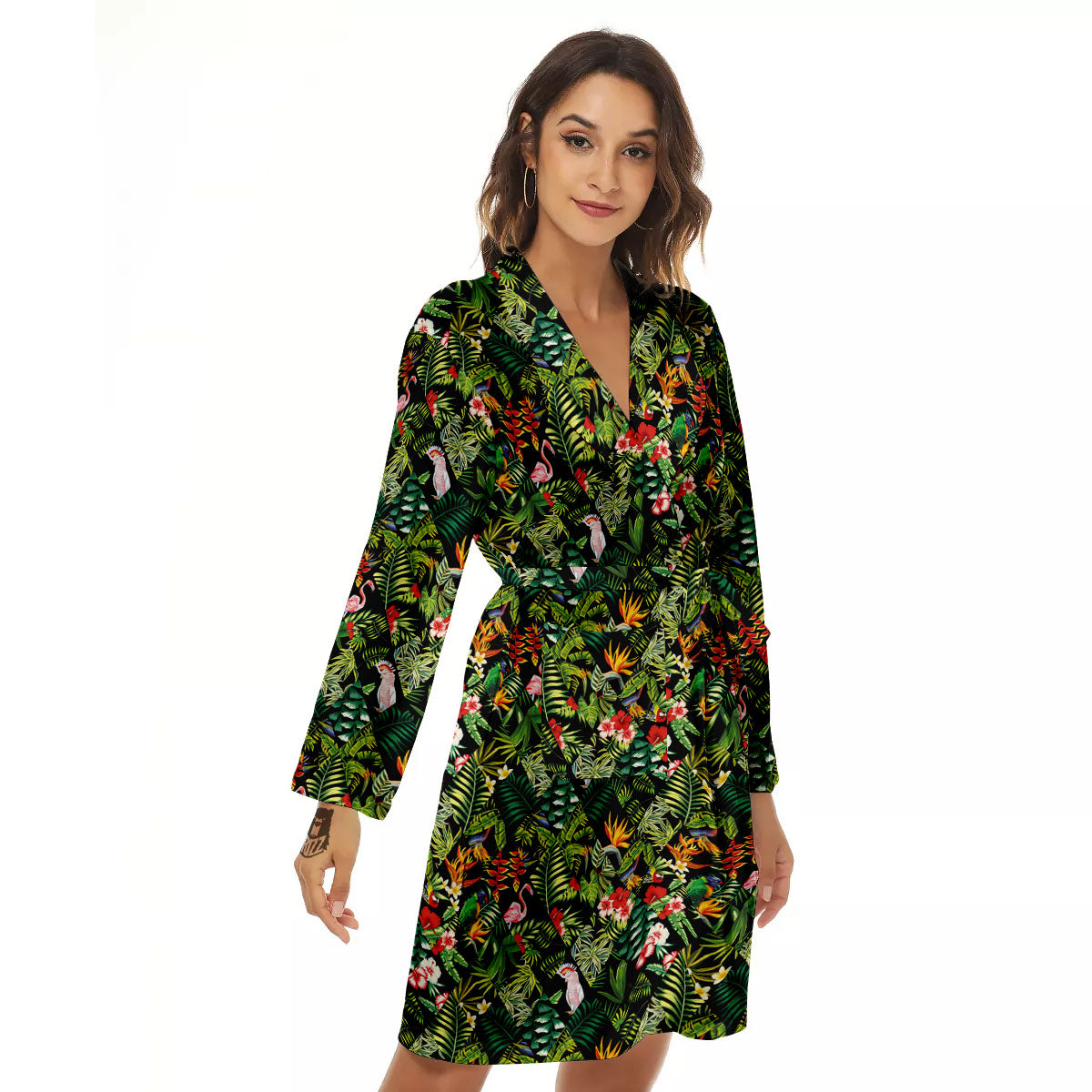 Patchwork Exotic Print Pattern Women's Robe-grizzshop