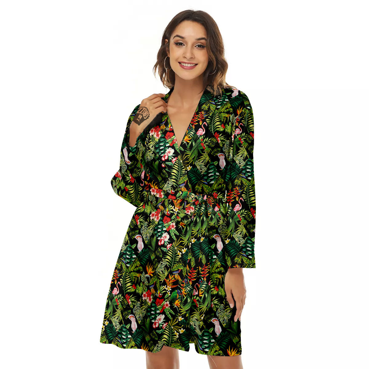 Patchwork Exotic Print Pattern Women's Robe-grizzshop