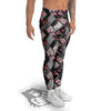 Patchwork Floral Black Pink Print Pattern Men's Leggings-grizzshop